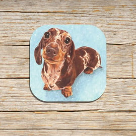 Dog Coaster, Animal Coaster, Dachshund Coaster, Dapple Dachshund, Dachshund Pup