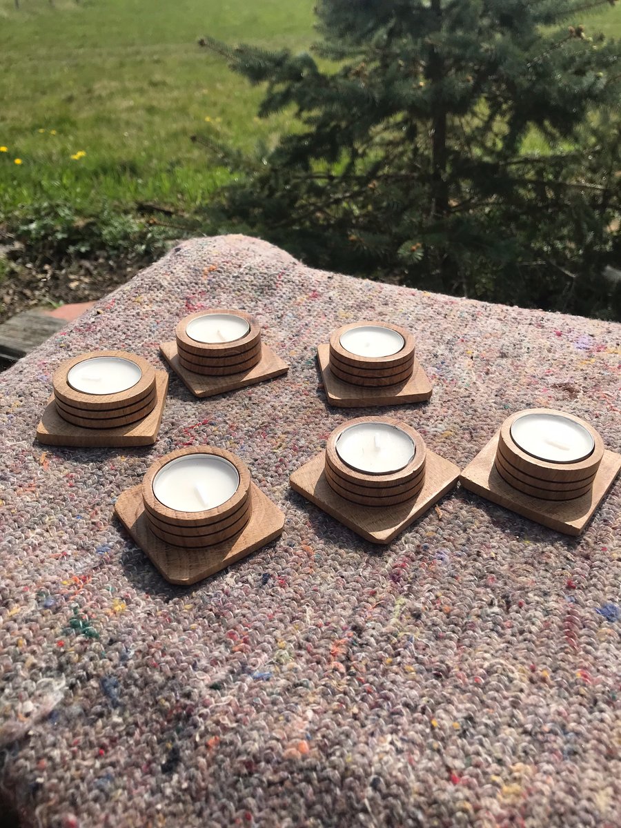 Oak Tea light holders.