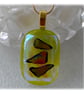 Yellow Dichroic Glass Pendant 149 Gold Triangle with gold plated chain - Image 4