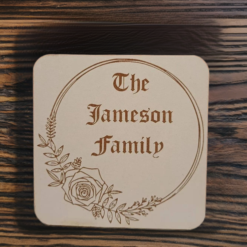 Set of 4 White Wood Coasters to be Personalised.