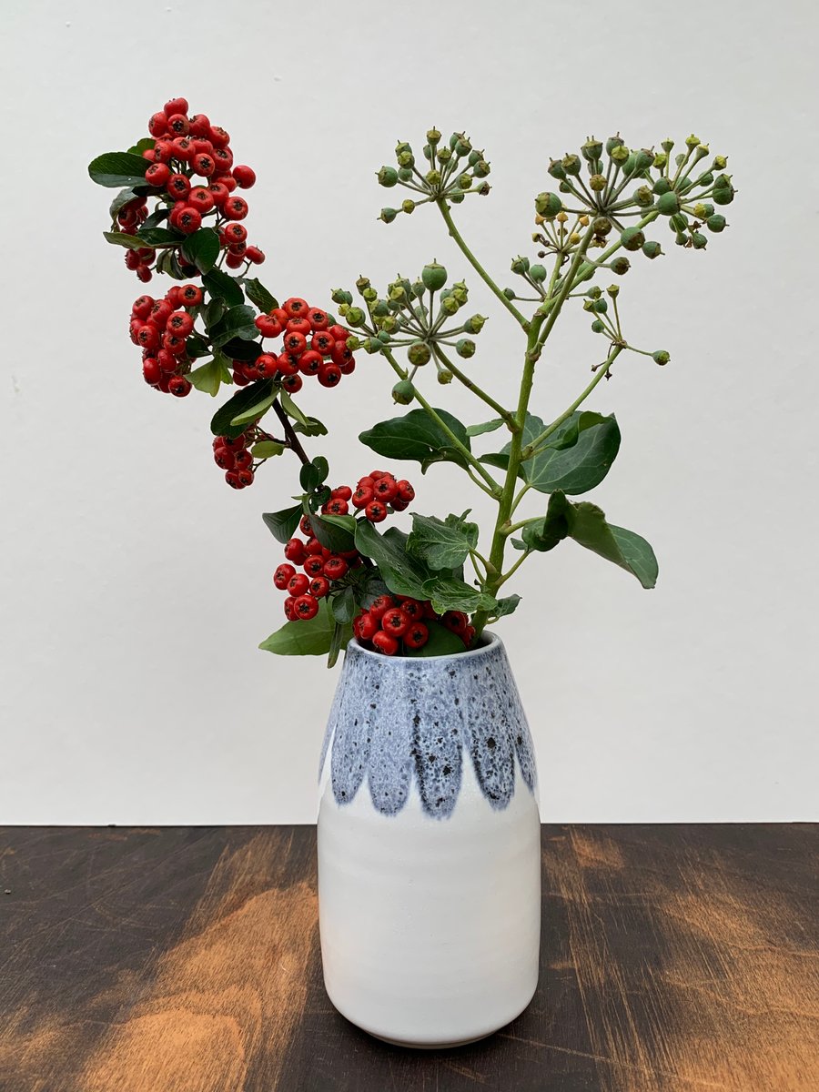 Bud Vase, white with blue decoration (iii)