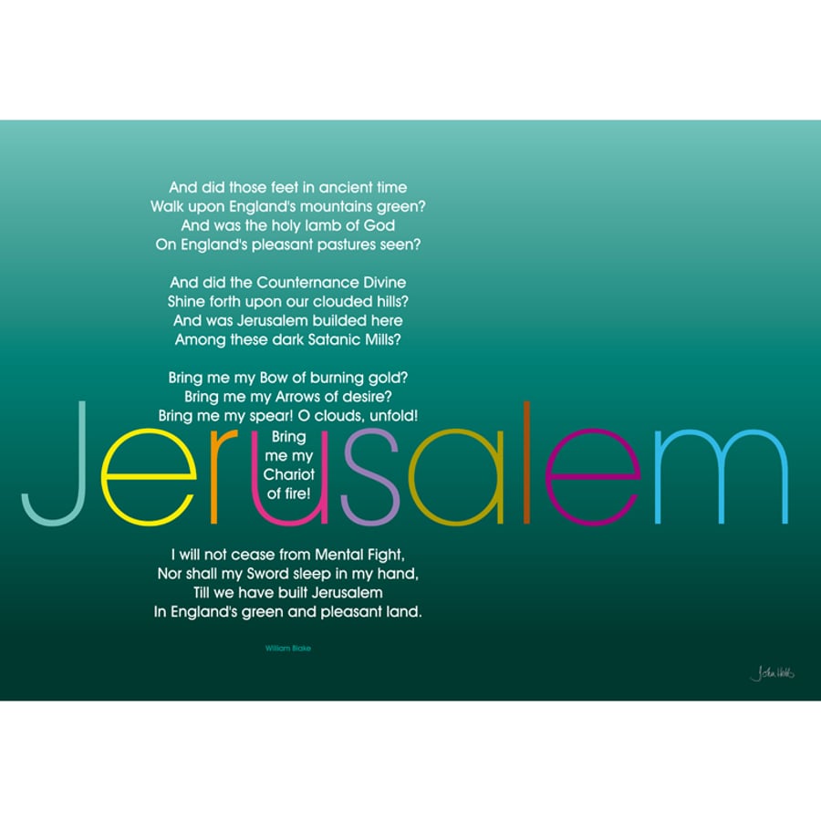 3 - 'JERUSALEM' TYPOGRAPHICAL POETRY POSTER