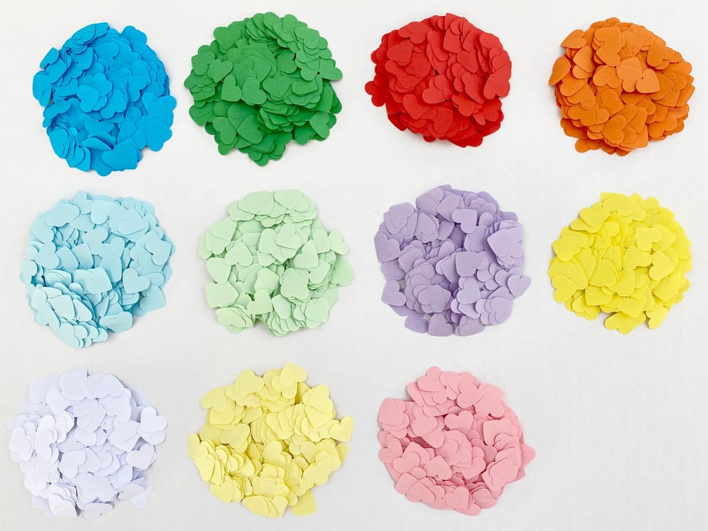 500 Paper Confetti Hearts, 12 Colour Choices, Wedding, Birthday, Party Decor