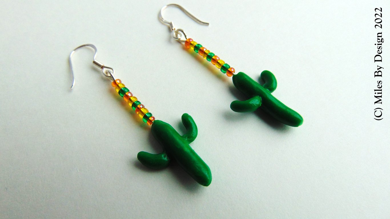 Sterling Silver Cactus Drop Earrings 