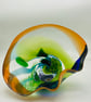 Orange, Blue and Green Seaform with cast Base