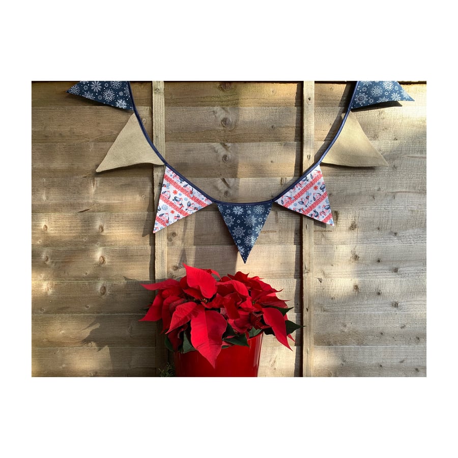 Large Christmas bunting with robins