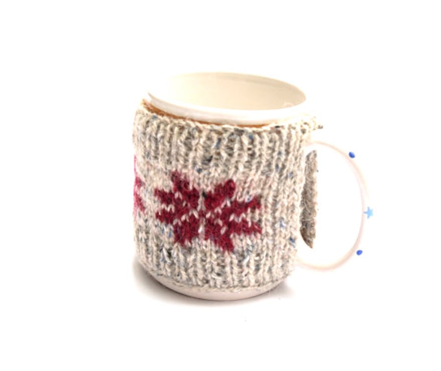 Mug cosy , fair isle knit christmas gift 