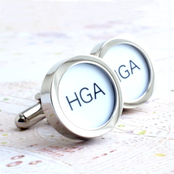 3 Letter Monogram Initial Cufflinks in Contemporary Lettering