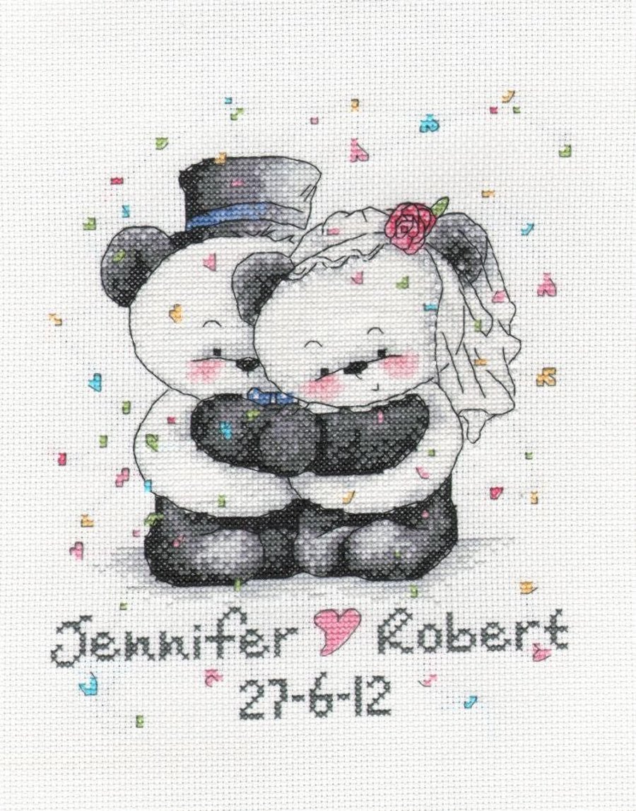 Party Paws Bamboo's wedding cross stitch kit