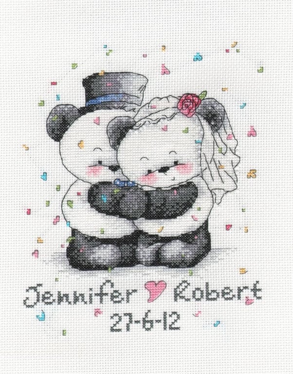 Party Paws Bamboo's wedding cross stitch kit