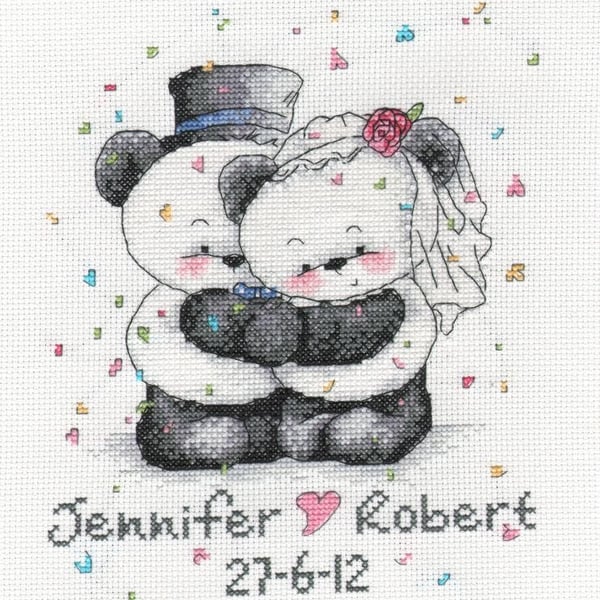 Party Paws Bamboo's wedding cross stitch kit