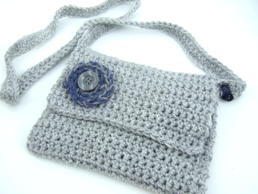 Grey Crossbody Bag, Zipped, Reduced for Clearance Sale