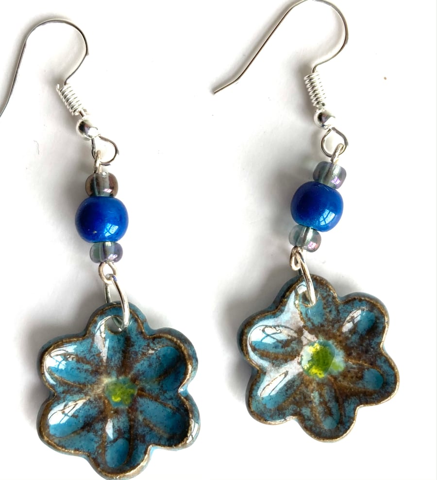Moody Blue Flower Earrings
