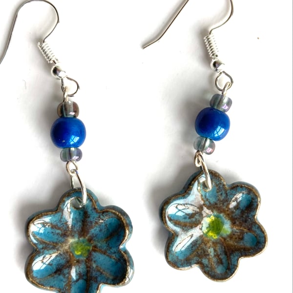 Moody Blue Flower Earrings