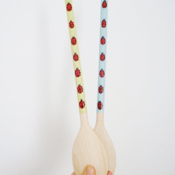 Free Postage - Ladybird Painted Wooden Spoons