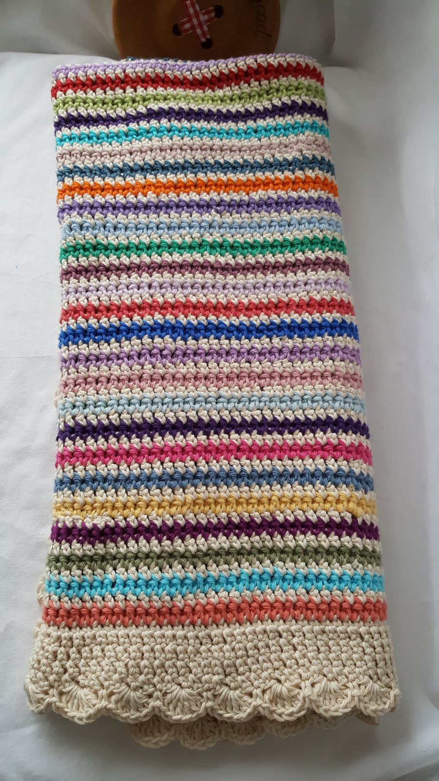 luxurious pure cotton multicoloured striped blanket
