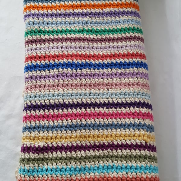 luxurious pure cotton multicoloured striped blanket