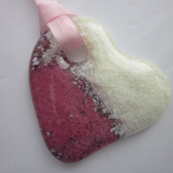 Handmade cast glass pendant - candy heart 