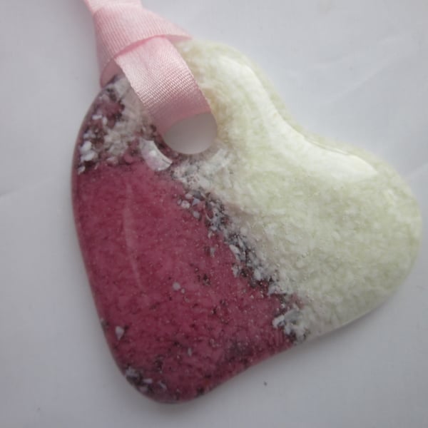 Handmade cast glass pendant - candy heart 