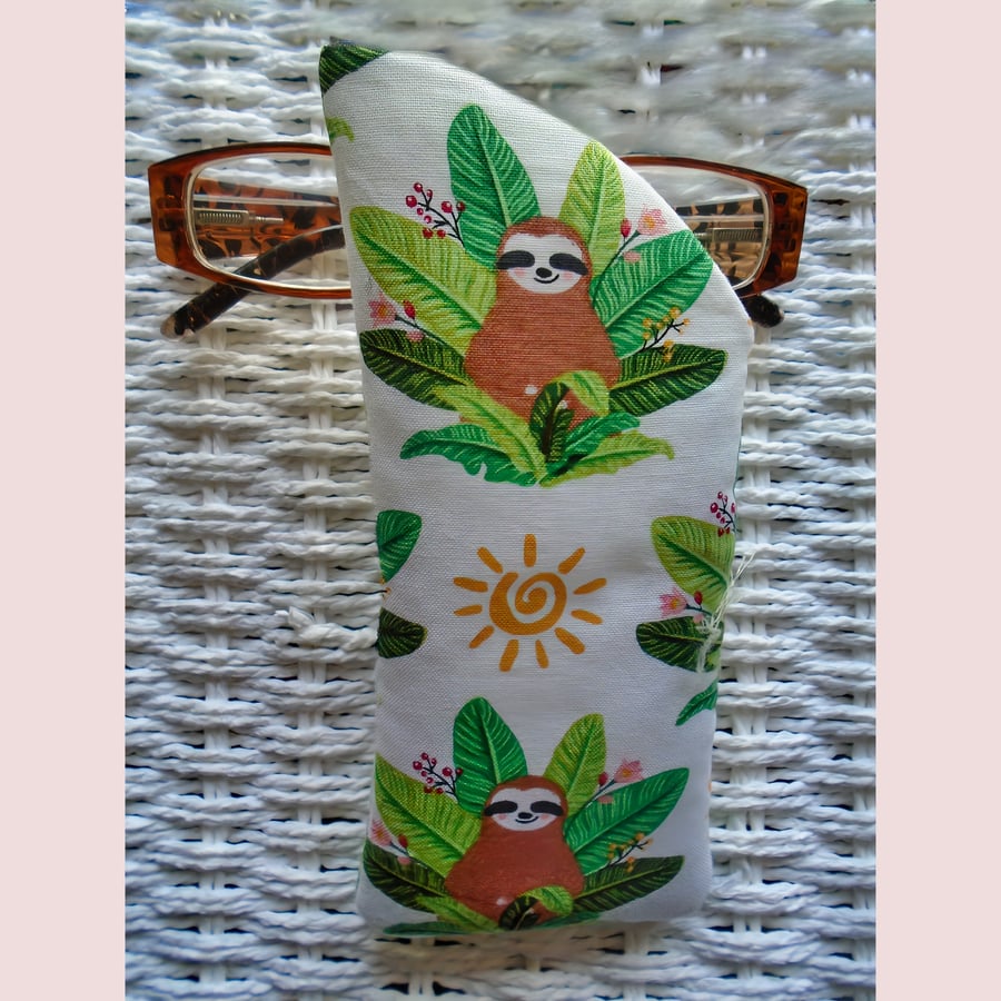 Cute Sloths White Cotton Glasses Case 