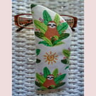 Cute Sloths White Cotton Glasses Case 