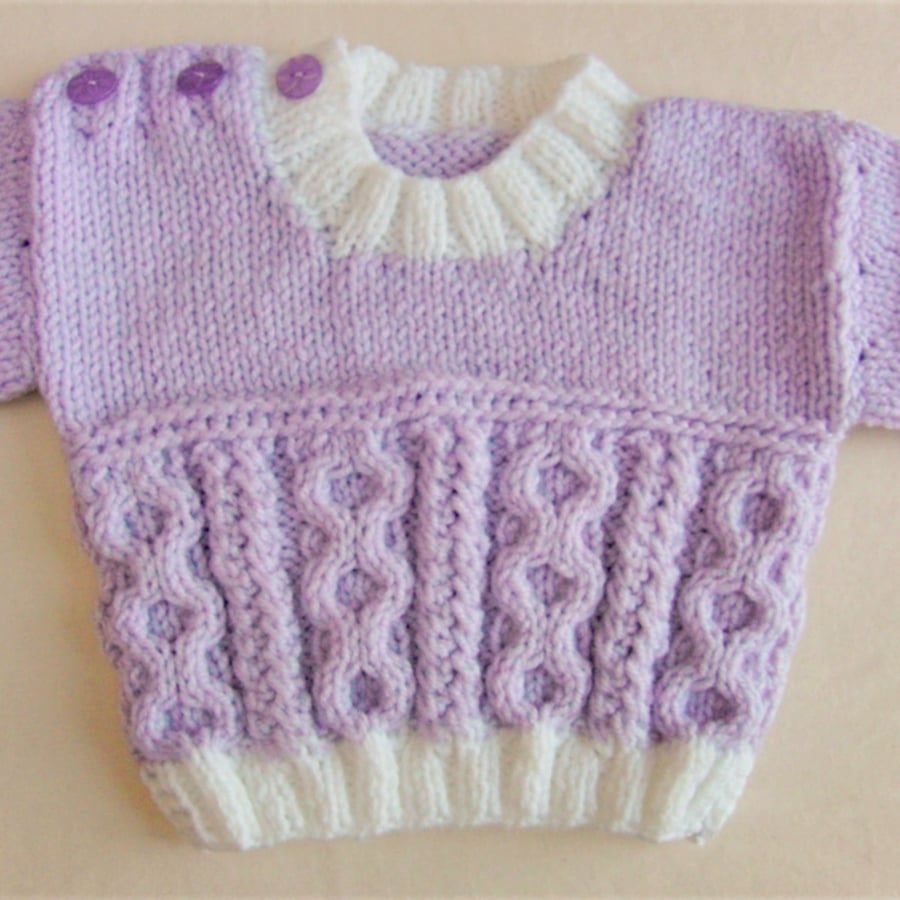 Cabled Sweater for Baby, Hand Knitted Aran Sweater, Baby Shower Gift