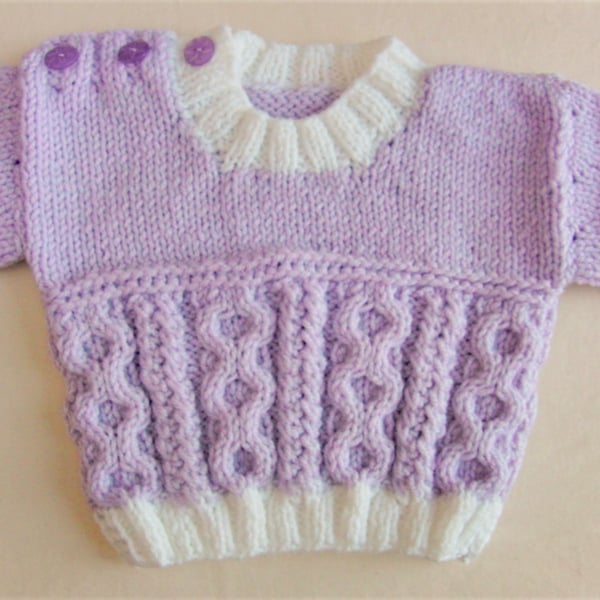 Cabled Sweater for Baby, Hand Knitted Aran Sweater, Baby Shower Gift