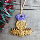 Scottish Thistle Gold & Purple Christmas Tree Ornament