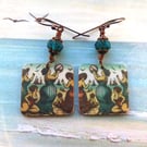 Artisan Edwardian Seaside Beach Belles Dangle Earrings 