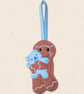 Teddy Bear Gingerbread Decoration - Embroidered Hug Character - Image 2