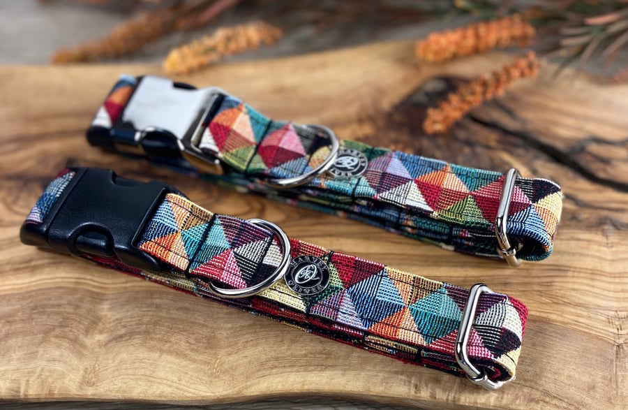 Harlequin dog collar Large 16”-21” 20mm Width