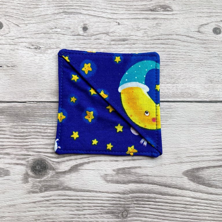 Moon and stars cotton fabric corner bookmark. Book lovers gift.
