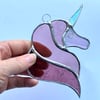 Stained Glass Unicorn Suncatcher - Handmade Decoration - Pink