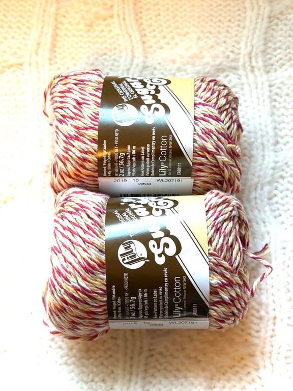 2 balls x 56.7g Lily Sugar 'n Cream Yarn - Barnboard Twists 100% Cotton