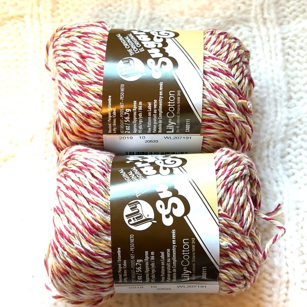 2 balls x 56.7g Lily Sugar 'n Cream Yarn - Barnboard Twists 100% Cotton
