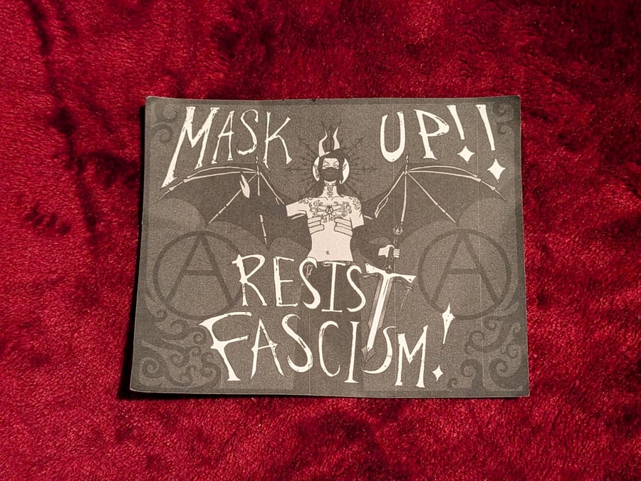 mask up resist fascism sticker