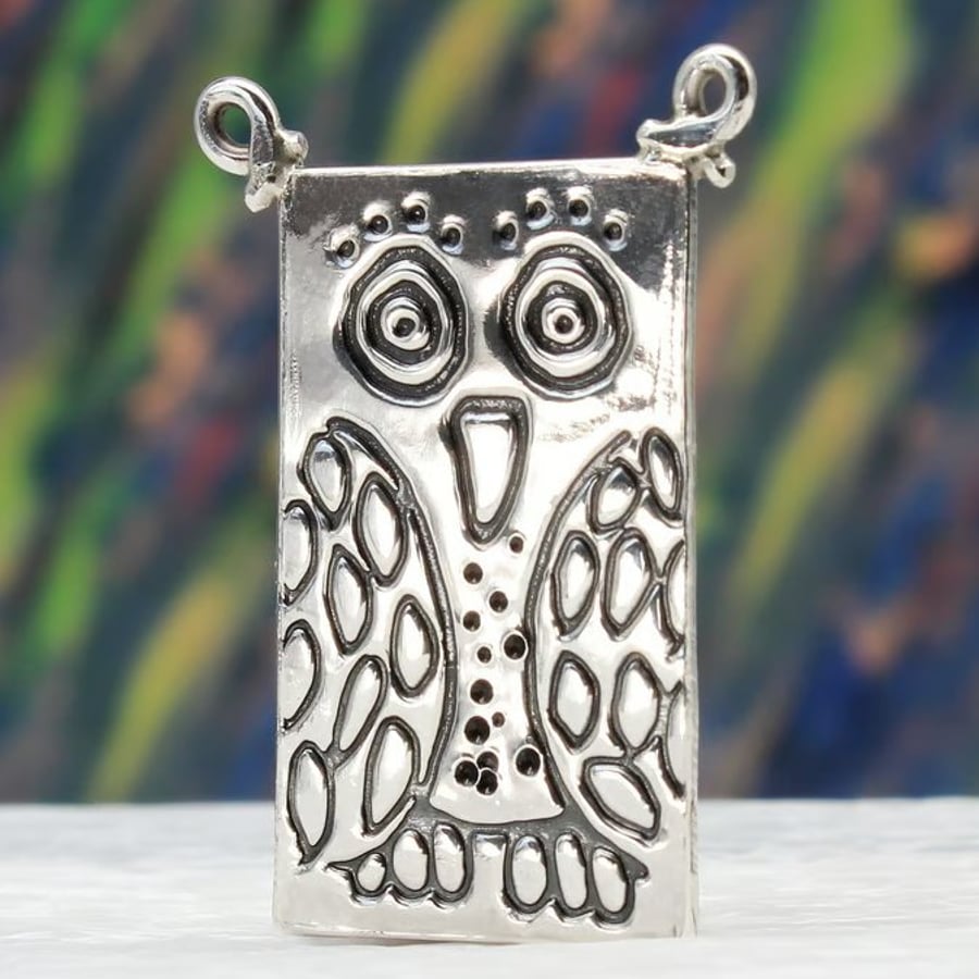 Owl brooch, sterling silver brooch, owl pin, bird brooch, animal brooch