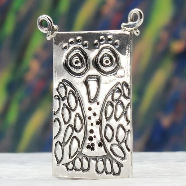 Owl brooch, sterling silver brooch, owl pin, bird brooch, animal brooch