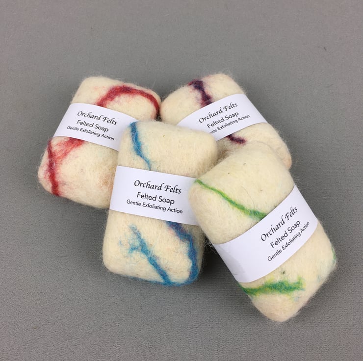 Felted pebble soap, white with blue veins Folksy