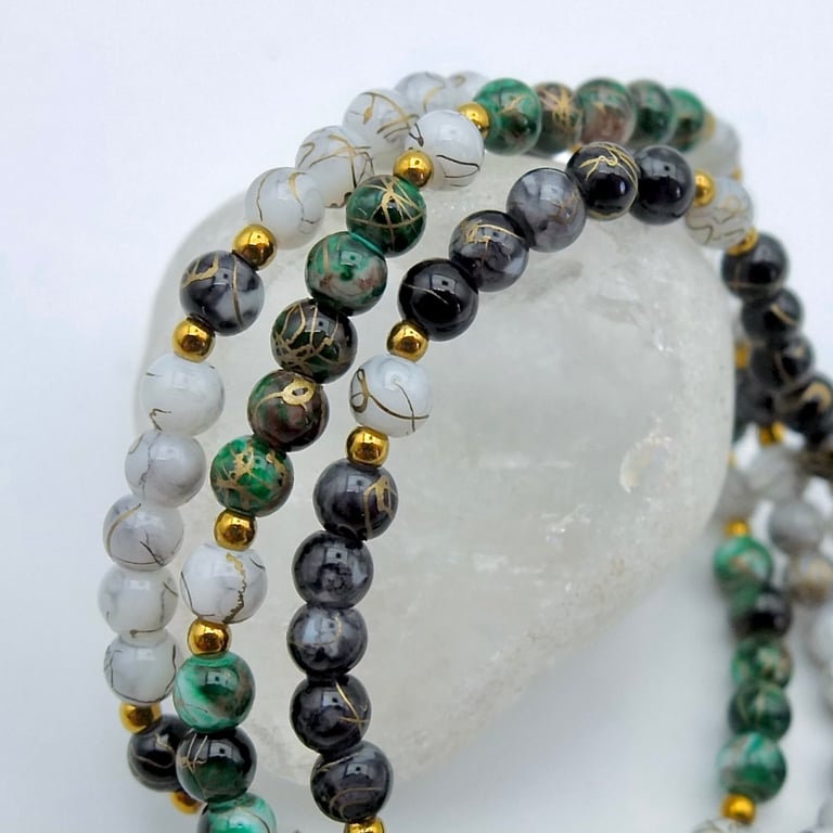 Set of 3 Glass Bead Stacking Bracelets & Optional Earrings, Festival Jewellery