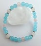 Aquamarine Jade, Frosted White Jade And Rose Quartz Bracelet - Handmade In Devon - Image 2