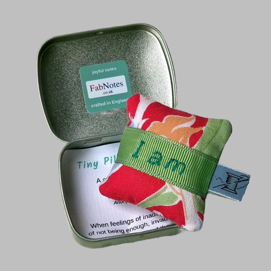 Mini embroidery lavender pillow I Am Enough inspiring confidence builder