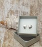 Textured Leaf Stud Earrings Sterling Silver 925  - Image 3