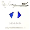classic blue triangle glass stud earrings