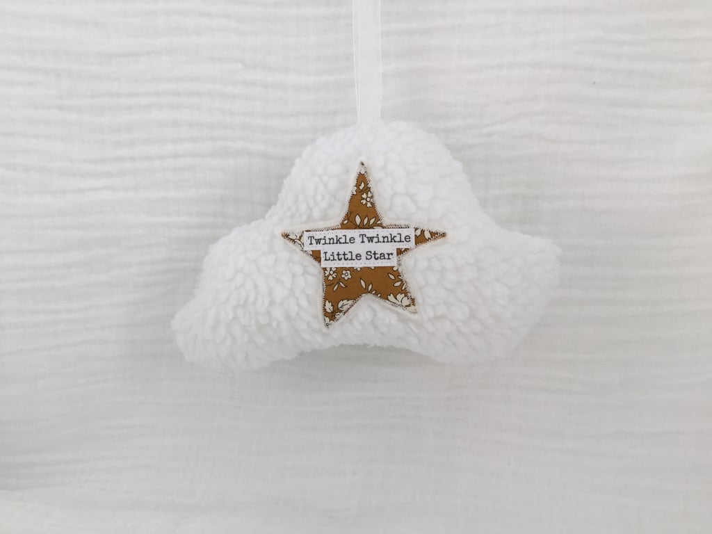 Cloud Hanging Decoration for Nursery with Liberty Fabric Applique