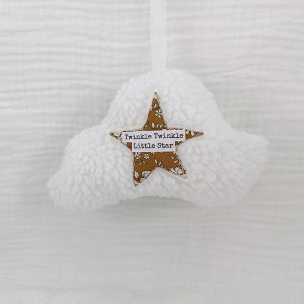 Cloud Hanging Decoration for Nursery with Liberty Fabric Applique