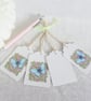 Little Flowers & Blue Butterfly Gift Tags - set of 4 tags - Image 2