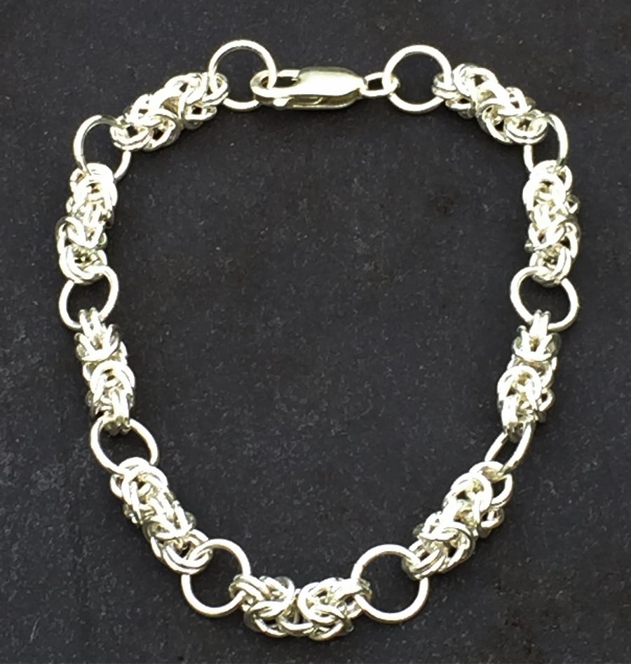 Hand Made Sterling Silver Byzantine Bracelet - Folksy