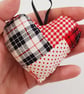 Red Black And White Patchwork Print Hanging Heart Decoration - Image 3