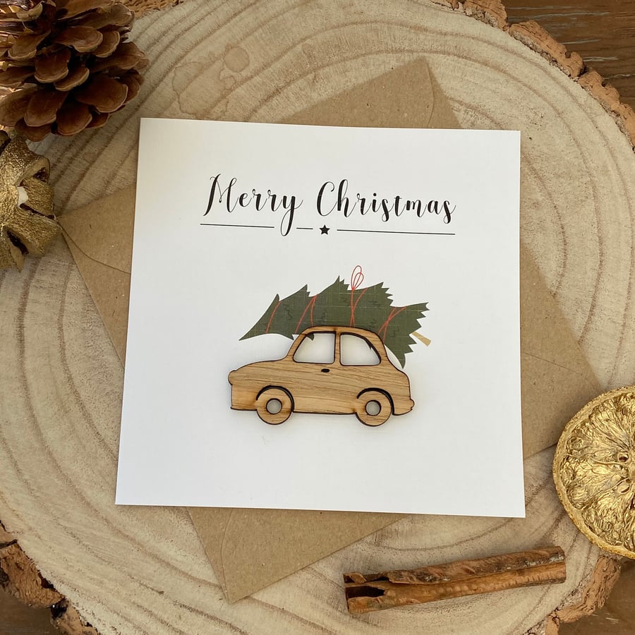 Christmas Card - Car Christmas Card - Christmas Tree on Car Christmas Card
